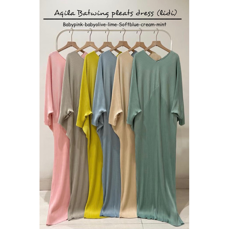 Aqila batwing pleats dress / dress batwing plisket / kaftan plisket