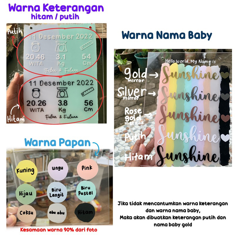 HOSPITAL BOARD BULAT / PAPAN NAMA BAYI BULAT / HOSPITAL BOARD ROUND / Papan Nama Bayi Newborn / SUNSHINE CRAFTY