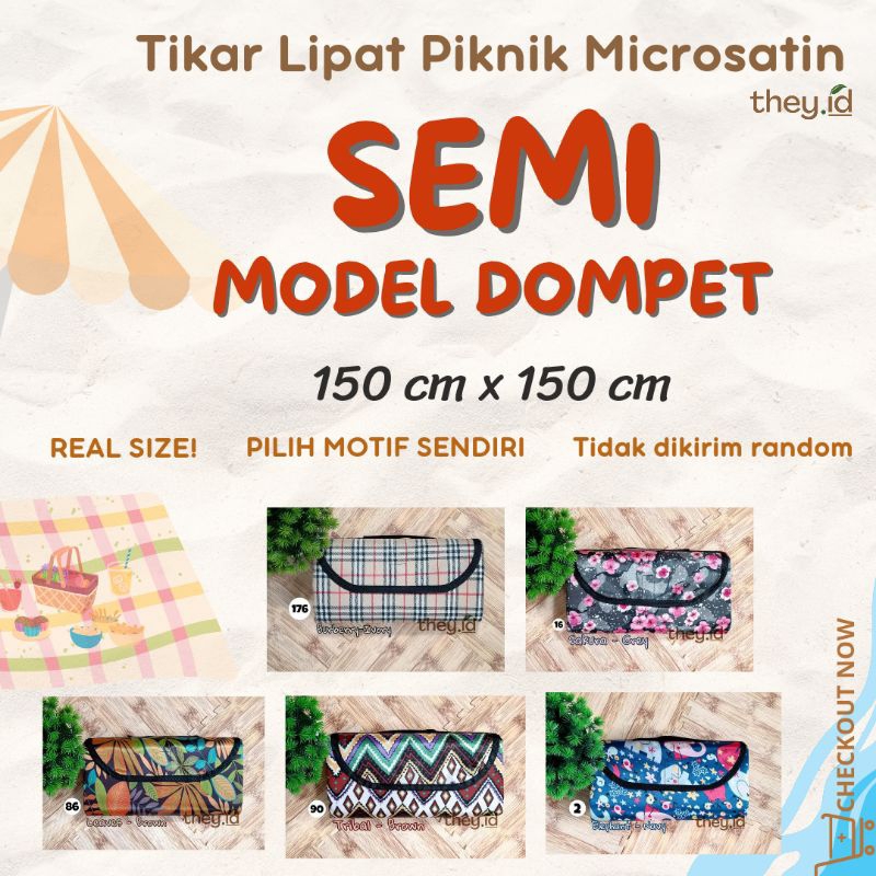 Tikar Lipat Piknik Microsatin 150 x 150 cm BISA PILIH MOTIF