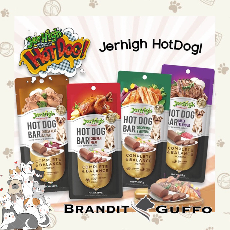 jerhigh hot dog bar sosis daging cemilan anjing dog snack sausage