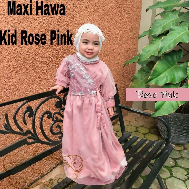 MAXY HAWA KID ANAK, VELVET BRUKAT TILE, GAMIS HIJAB MUSLIM, MAXY DRESS, 3 UKURAN