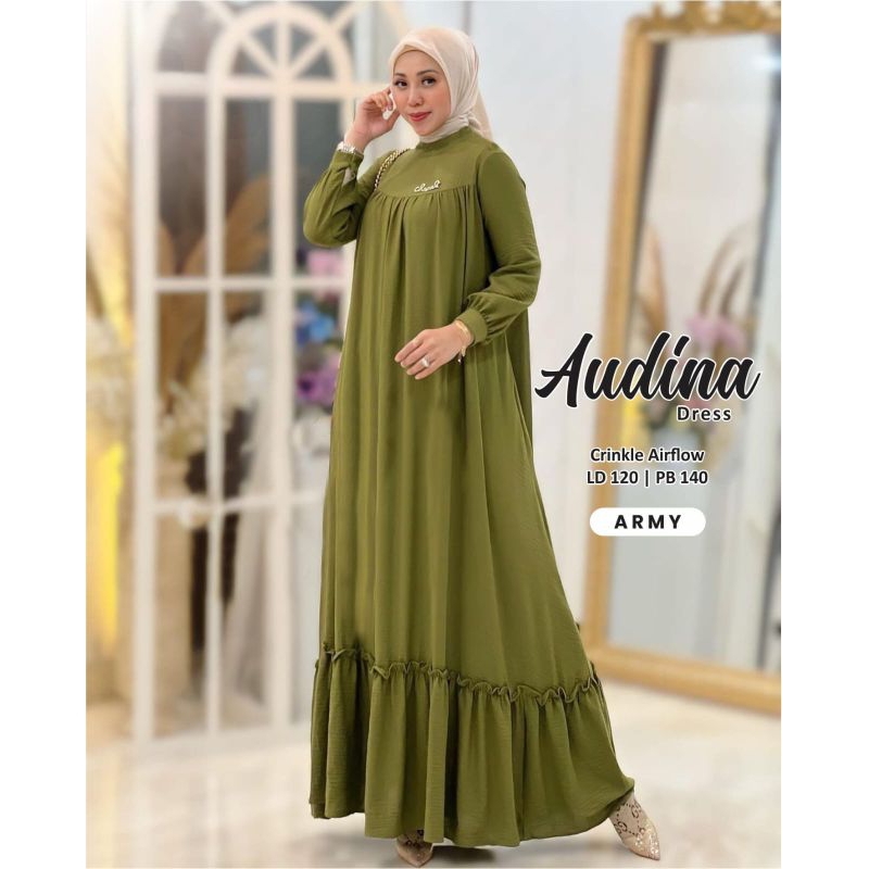 AUDINA DRES JUMBO LD 120 bahan cringkle airflow terbaru