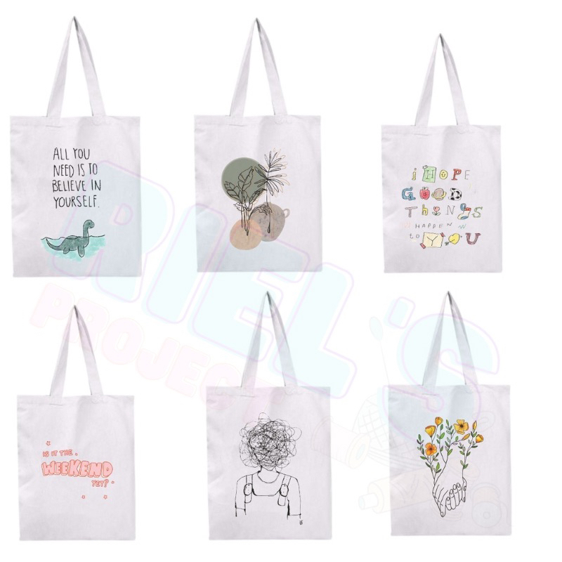 (bisa custom) Tote bag blacu seleting aesthetic quotes uk 40x30