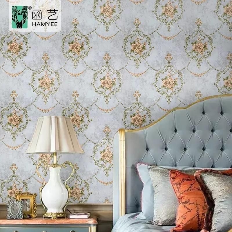 Wallpaper Sticker Dinding Per roll Motif Batik Rose Dasar Abu Panjang 8sd9meter x Lebar 45cm