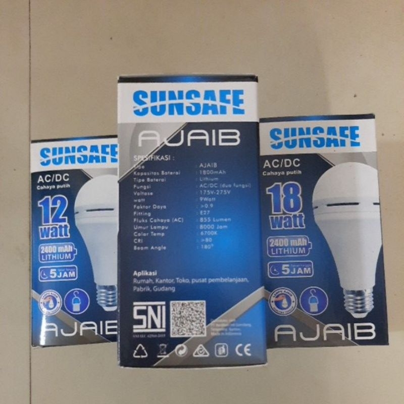 YC22 Lampu emergency 9 watt sunsafe/lampu ajaib/otomatis menyala ketika gelap/bonus fitting