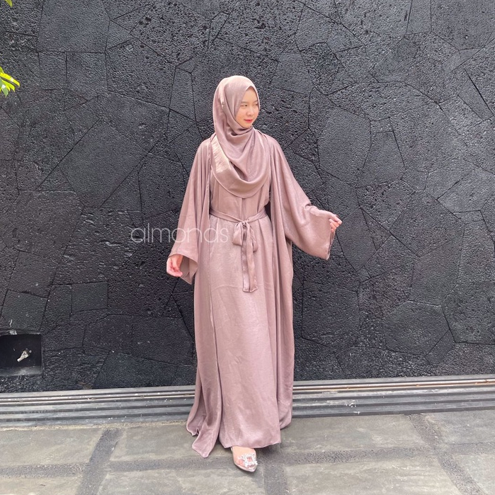 Mecca Abaya Turkey Arab Abaya Polos Set 3in1 Outer Gamis Syari