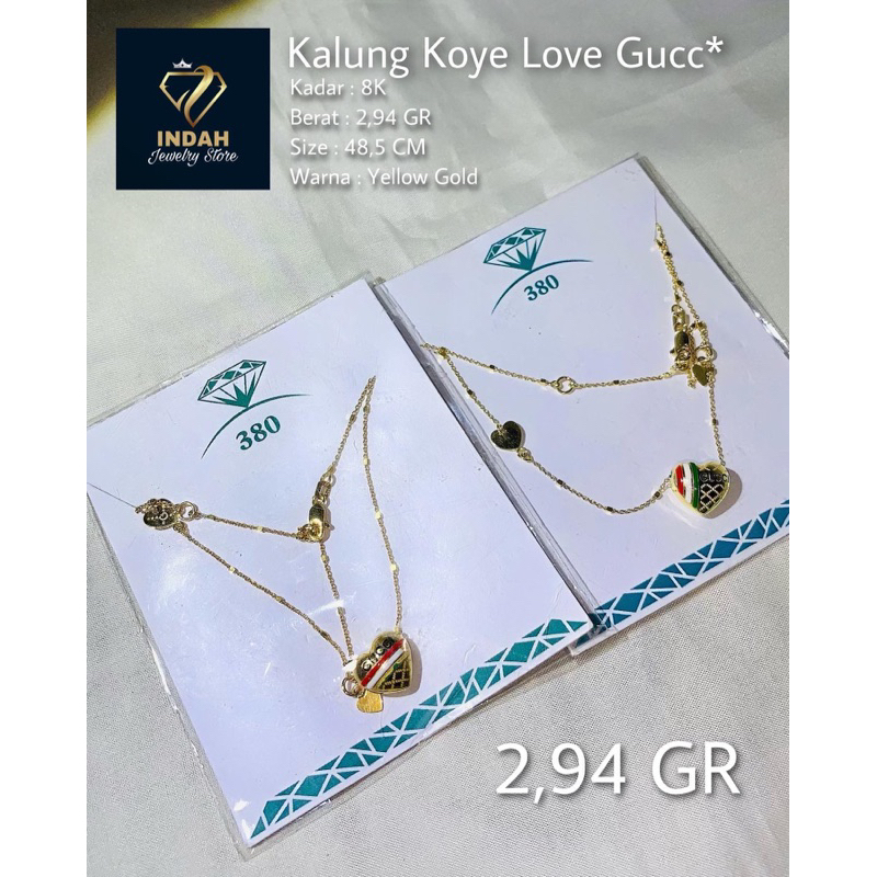 Kalung Koye fashion love emas kadar 375%