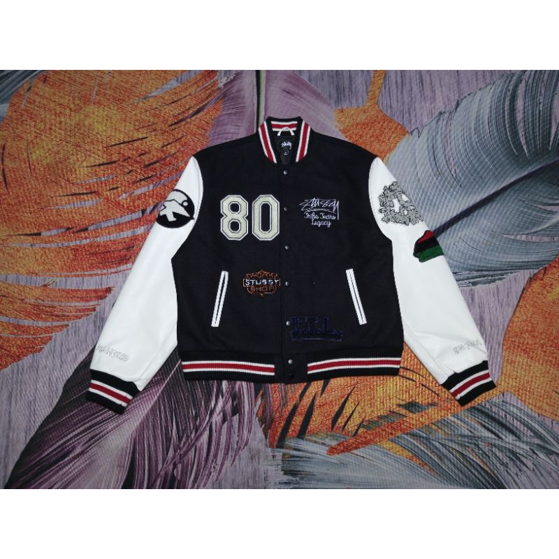 varsity stussy Jacket vintage leather Jacket second