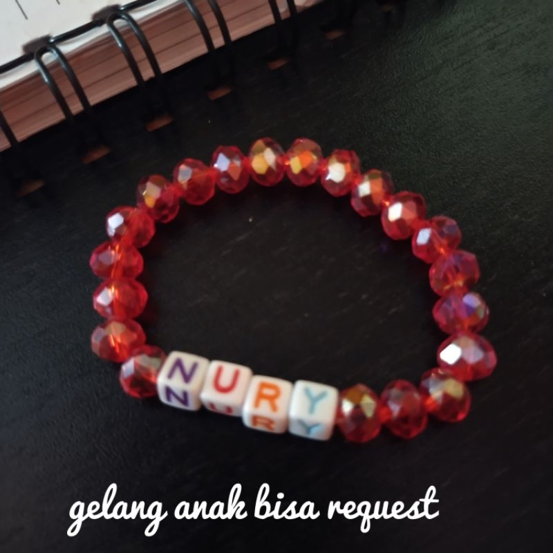 gelang anak kristal A1warna bisa request nama sesuai keinginan