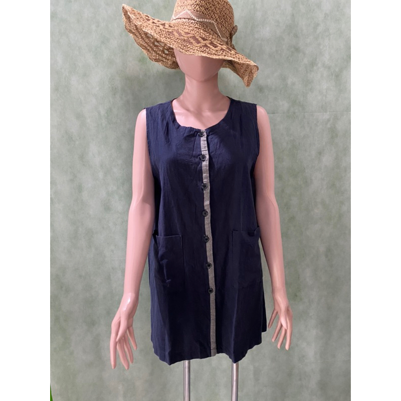 Preloved/Thrift mini dress katun navy blue Korean Style