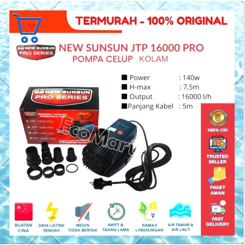 PROMO Sunsun JTP 16000 PRO Pompa Air Water Pump Akuarium Kolam Hemat Listrik