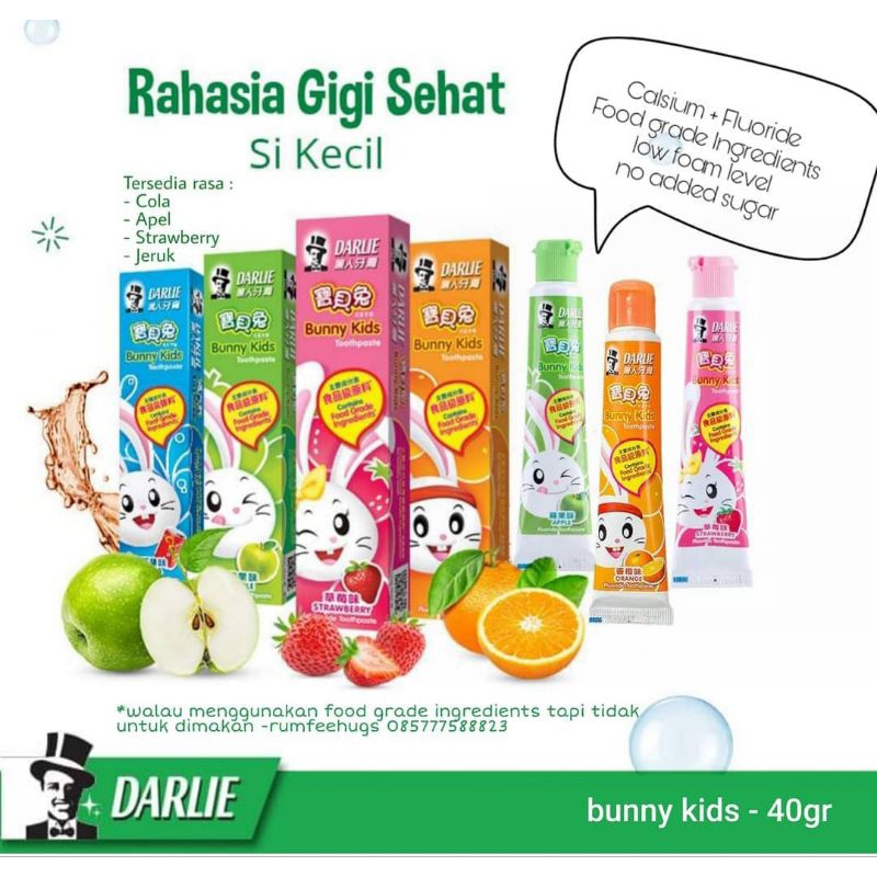 DARLIE Bunny Kids Pasta Gigi Anak Buah Apple / Orange / Strawberry 40g