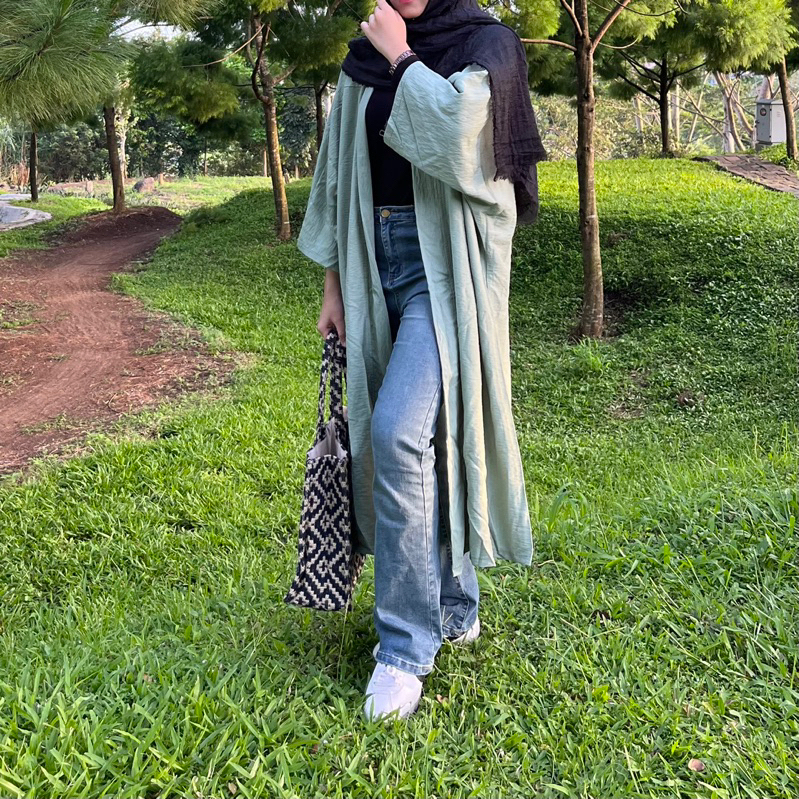 NOORKY “Celeste” Crinkle Long Outer / Batwing lengan kelalawar crincle crinkel krinkel krinkle kimono