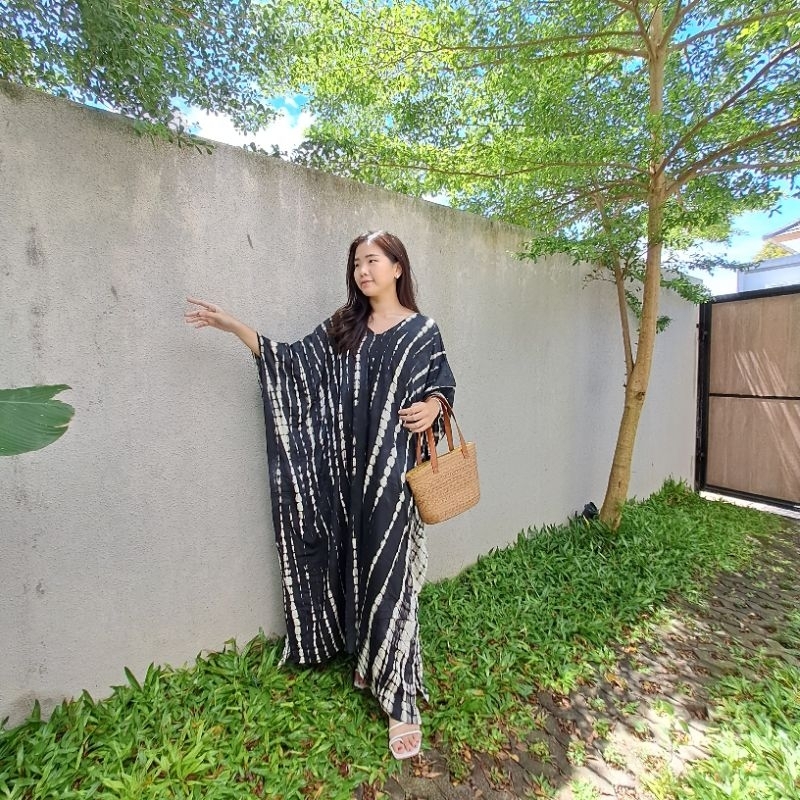 Kaftan Dress / Kaftan Rayon Hitam Putih