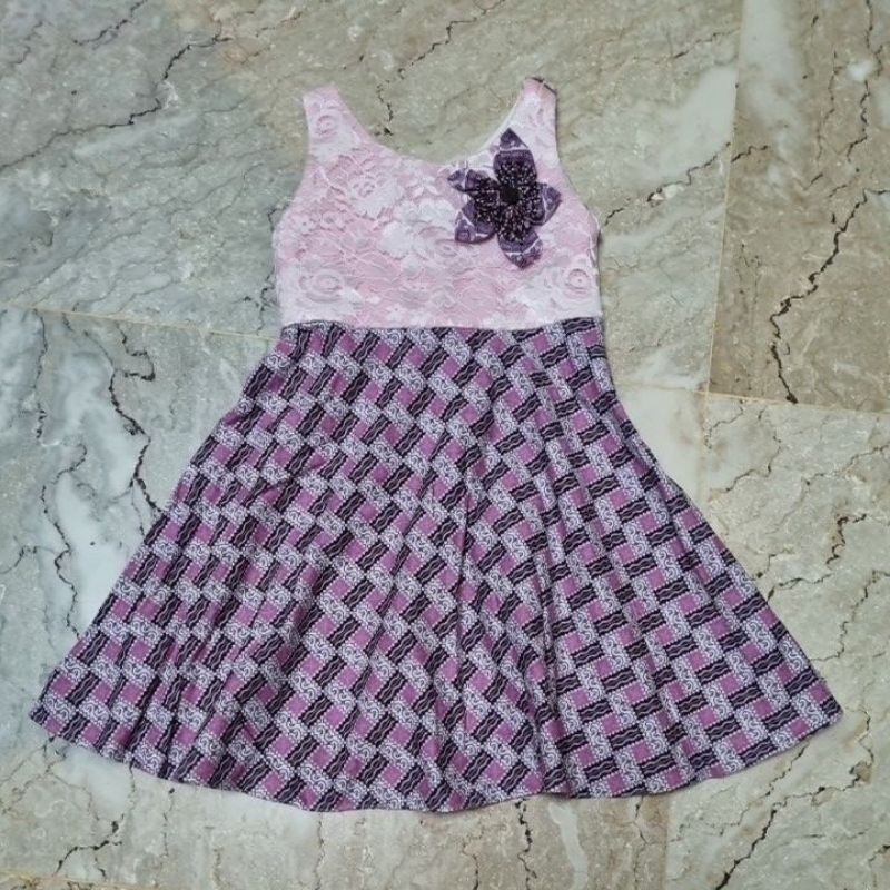 dress anak batik kombinasi brokat preloved custom