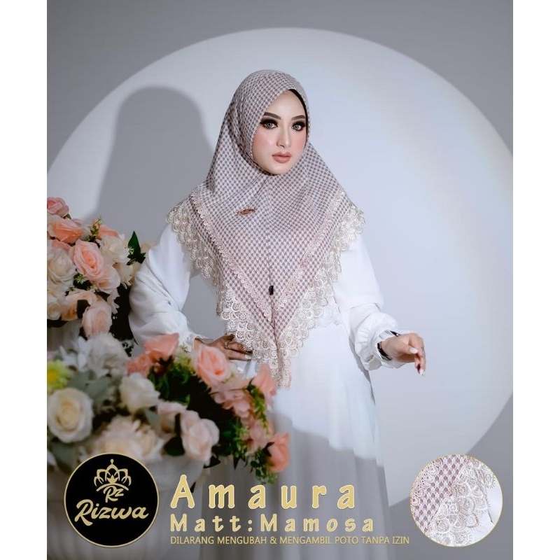 (Rizwa Hijab) AMAURA •jilbab instan jersey mamosa•hijab instan list rempel renda