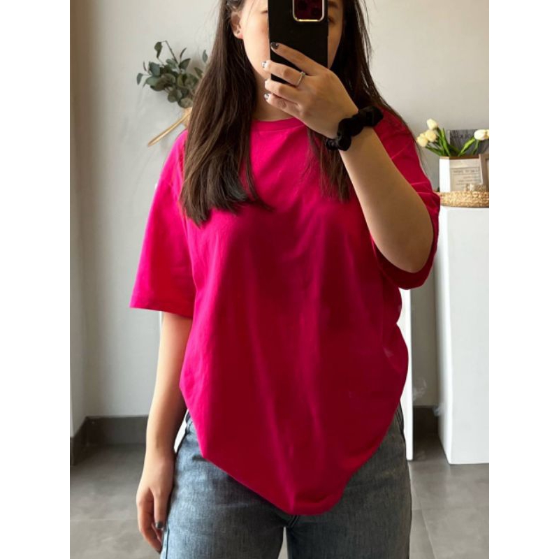 FUSHIA BAJU PINK FANTA CROP TOP T-SHIRT DRESS PINK POLOS