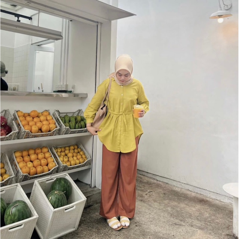 Purry Shirt Linen Rami Wanita Kemeja Wanita Linen