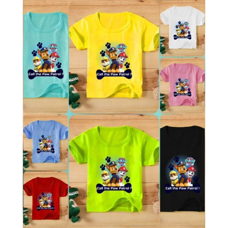 KAOS ATASAN BAJU ANAK MURAH CEWEK COWOK MOTIF PRINTING GAMBAR DOGGIE POLISI TERBARU KAOS ANAK WARNA 