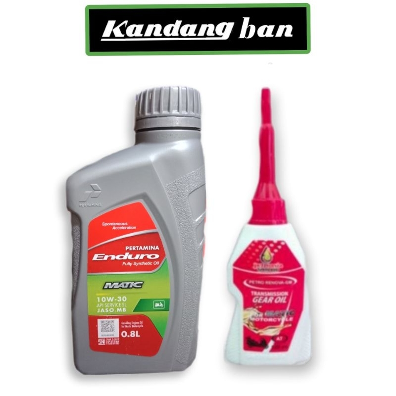 PAKET OLI ENDURO MATIC FULLY SYNTHETIC 10W-30 0.8L + OLI GEAR PETROASIA 120 ML, UNTUK SEMUA MATIC, HONDA, YAMAHA, SUZUKI