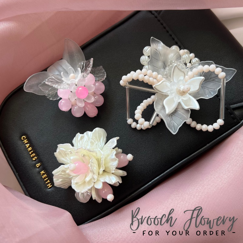 Bros Flowery Bunga Mutiara Kristal Shell Imitasi Fashion Aksesori