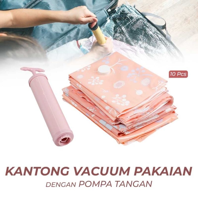 WHISM Kantong Vacuum Pakaian Plastic Storage 10 PCS with Hand Pump - SN09109