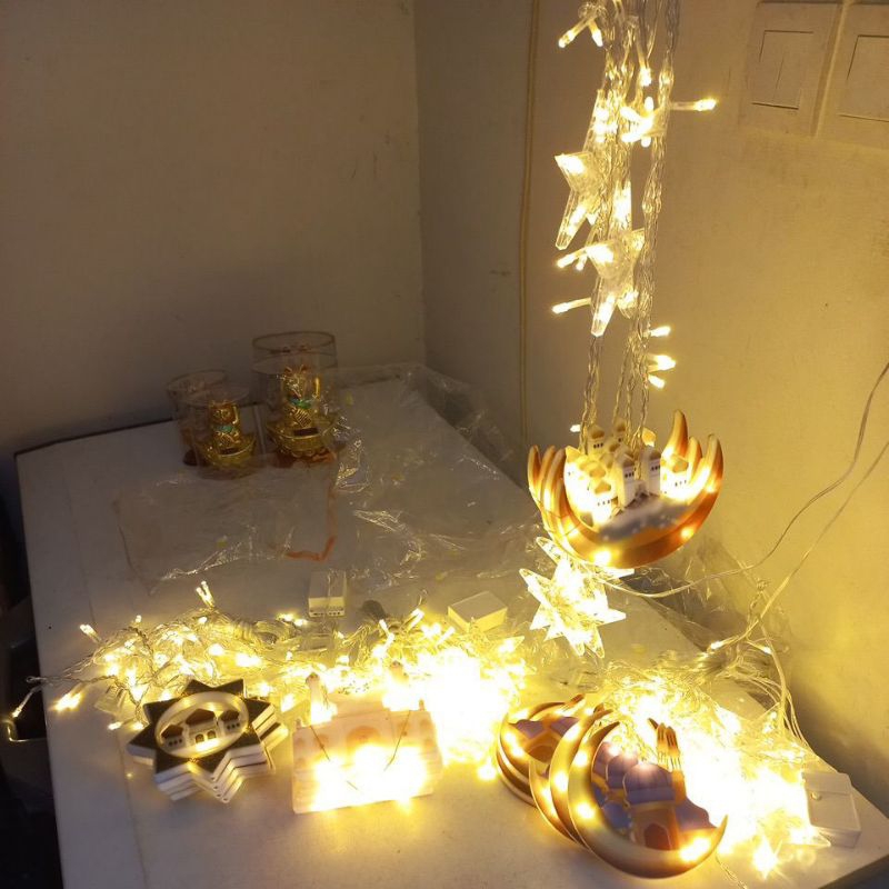 Lampu Tirai Idul Fitri / Lampu Lebaran Tirai Muslim / Lampu Hiasan Lebaran Hijriah / Lampu Idul Eid / Lampu LED Dekorasi