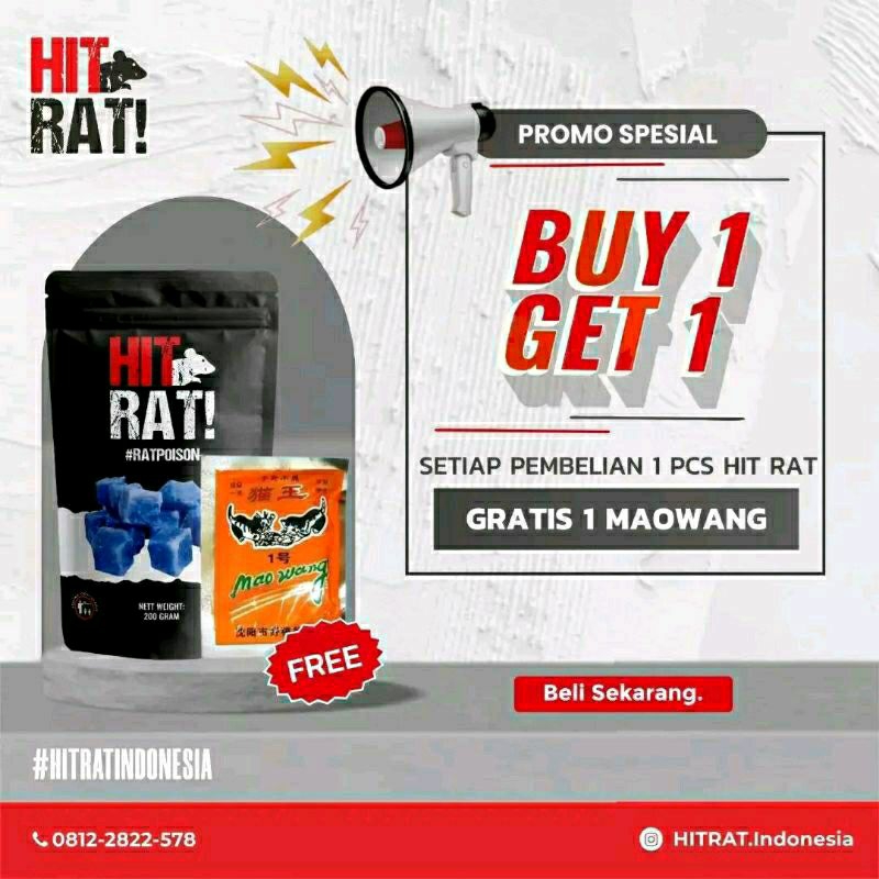 BELI 1 GRATIS 1 RACUN TIKUS MAO WANG AMPUH MATI DI TEMPAT / PEMBASMI TIKUS HITRAT 100 GR FREE SARUNG TANGAN HIT RAT BUKAN BAYRATT RAT KILLER ANTI TIKUS