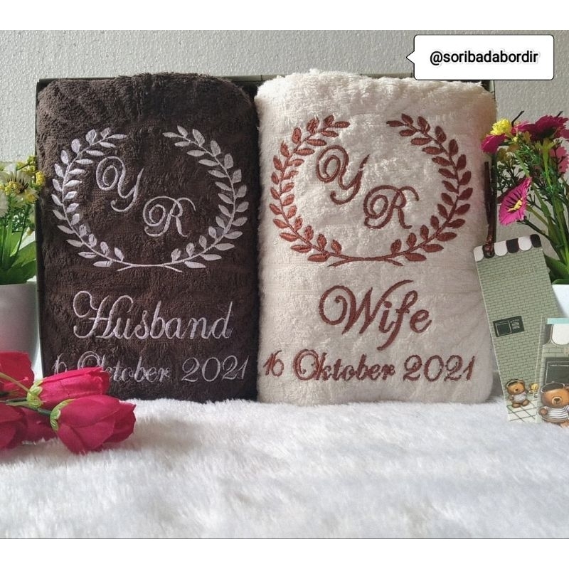Bordir Handuk Couple Premium | Bordir Handuk | Handuk Couple | Bordir Handuk Couple | Handuk Murah