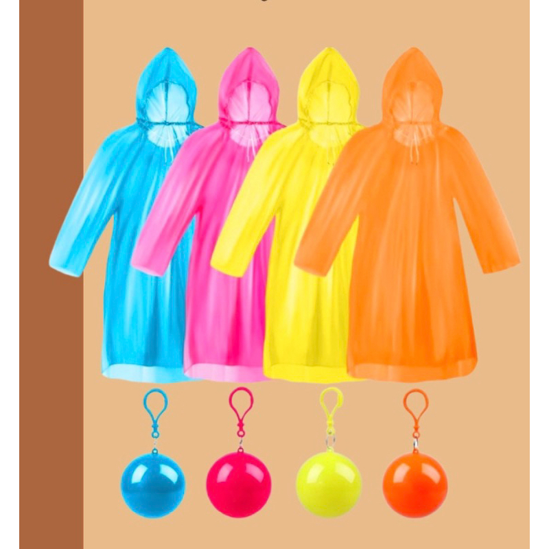 Jas Hujan Bola Gantungan Kunci / Jas Hujan Plastik Portabel Portable / Raincoat