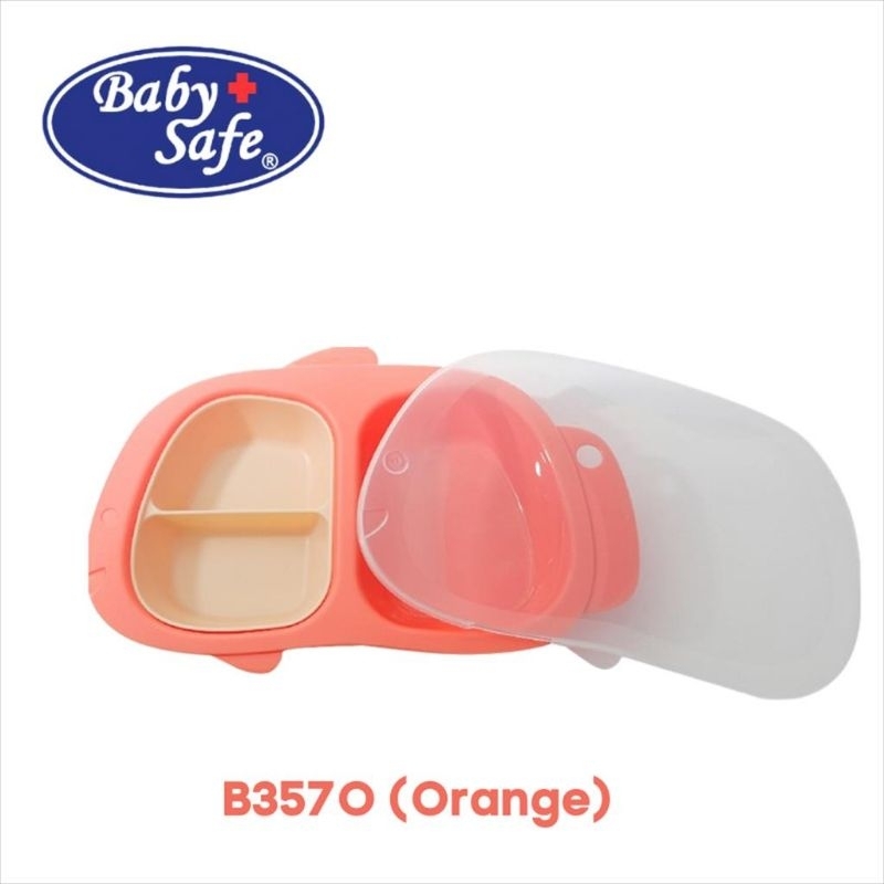 B357 Baby Safe Meal Plate With Cover / Piring Sekat Bayi Babysafe