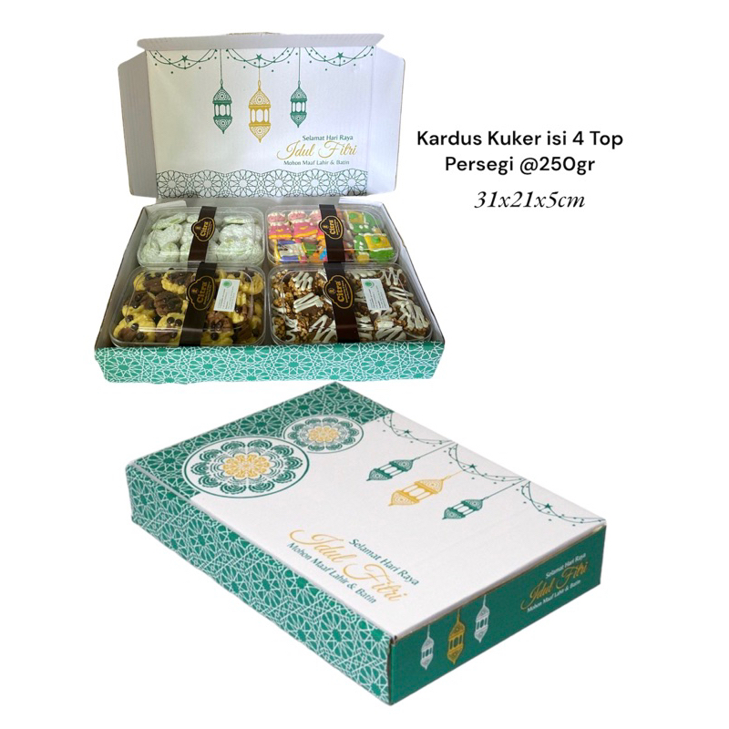

KARDUS 30x21x5cm KUKER ISI 4 TOPLES PERSEGI @250gram