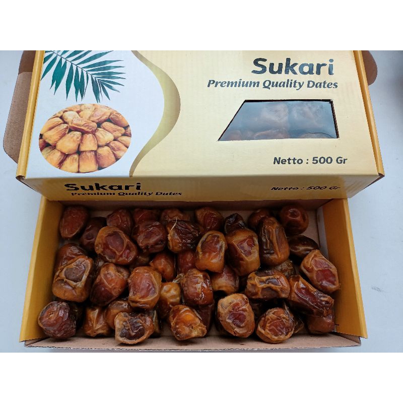 

Kurma Sukkari kemasan premium 500 Gr/ Kurma Sukkari Premium