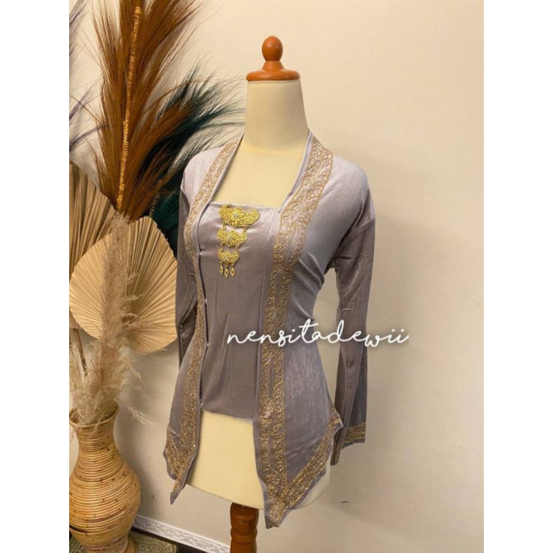 Kebaya Bordir, Model Kutubaru - Warna Silver