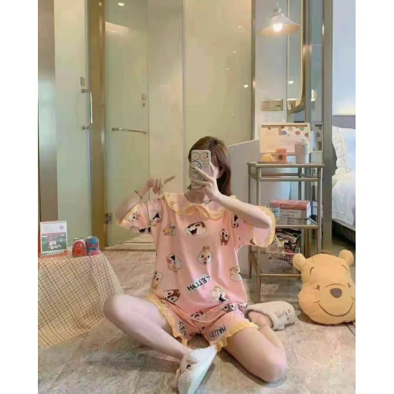 Baju tidur piyama setelan pita import/Set piyama korea