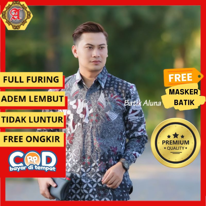 Batik Pria Laki Laki Cowok Baju Kemeja Lengan Panjang Premium Asli Produksi Murah Jogja Tulis Cap Ba