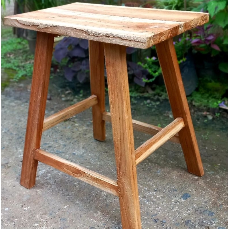 Meja sudut rustic bahan full kayu jati asli / Stool Kamar Mandi / Dingklik rustic / Meja Unik / Meja