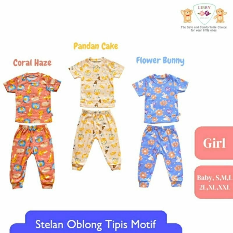 Libby Setelan Oblong Cotton Rib pendek 2L XL XXL Celana Panjang Tipis