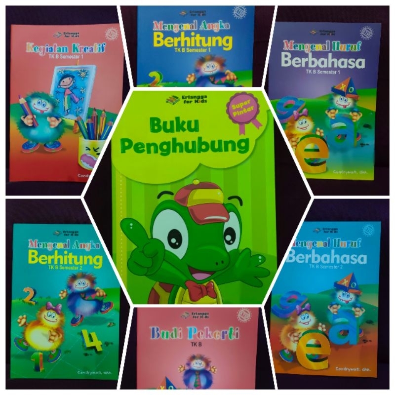 Mengenal angka Berhitung , Kegiatan Kreatif , Mengenal Huruf Berbahasa, Budi pekerti dan Buku Penghu