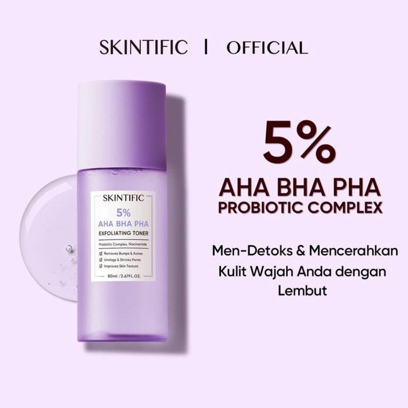 Skintific 5% AHA BHA PHA Exfoliating Toner 80ml
