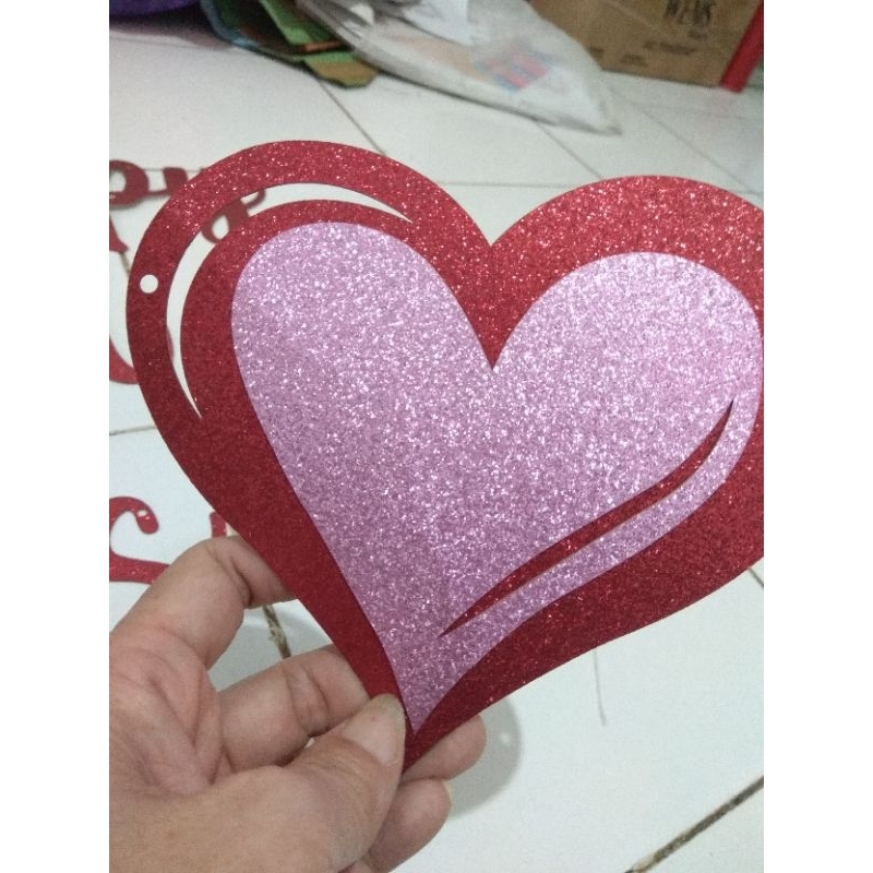 garland happy valentine's Day merah gliter 2m