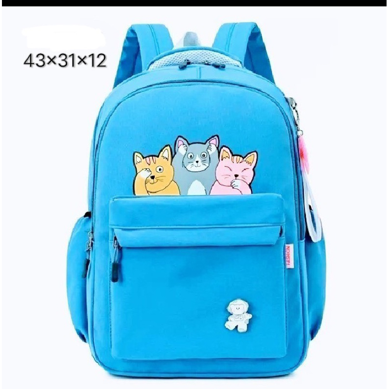 Mochillastore - Tas Ransel Backpack Perempuan Tas Sekolah SD SMP SMA Tas COD Tas Motif ThreeCat Muatan Besar Masuk Buku Paket Dan Laptop Terbaru Terpopuler Termurah