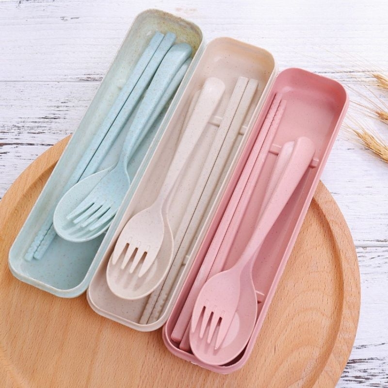 ALAT MAKAN SENDOK SET JERAMI PORTABLE SET ALAT MAKAN BAHAN JERAMI SENDOK SET 3IN1 SENDOK SUMPIT GARPU SET SENDOK SET SOUVENIR ALAT MAKAN 3IN1 JERAMI SERAT GANDUM