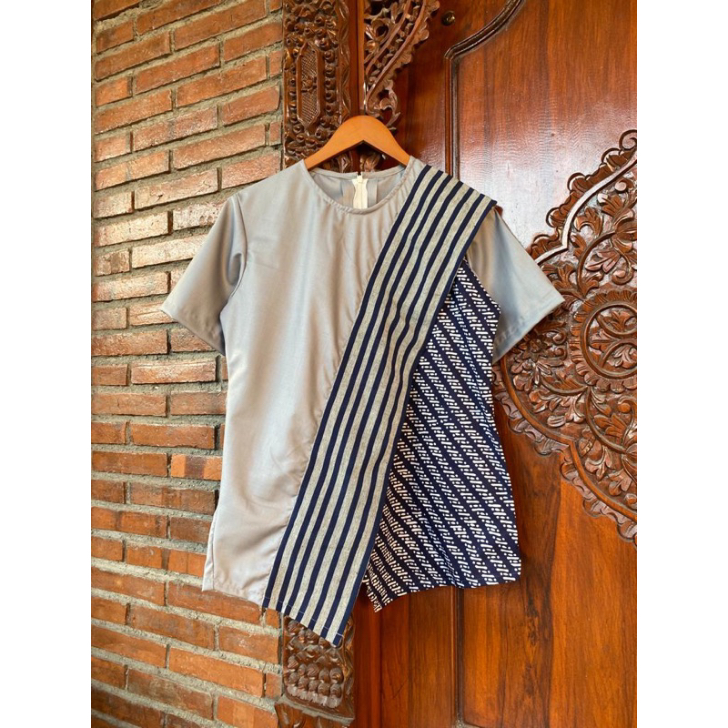 ASOKA GREY ATASAN BATIK KEKINIAN ATASAN LURIK BLUS LURIK KANTORAN BLUS BATIK KANTORAN KEMEJA BATIK L