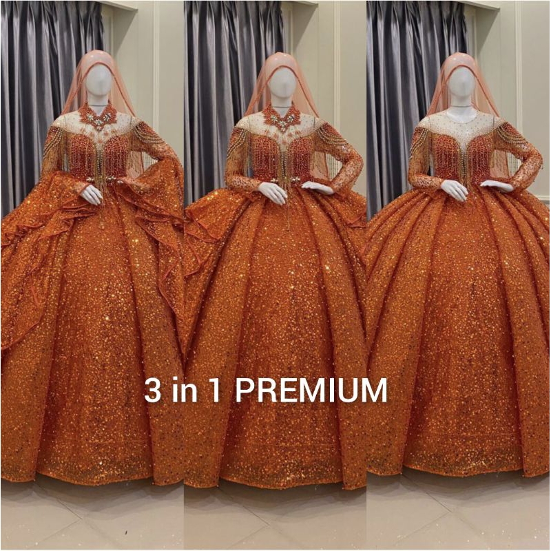 TERBARU//GAUN WEDDING BARBIE BELIMBING SEQUIN//BARBIE HARNET PREMIUM//TILE AKAR GAUN