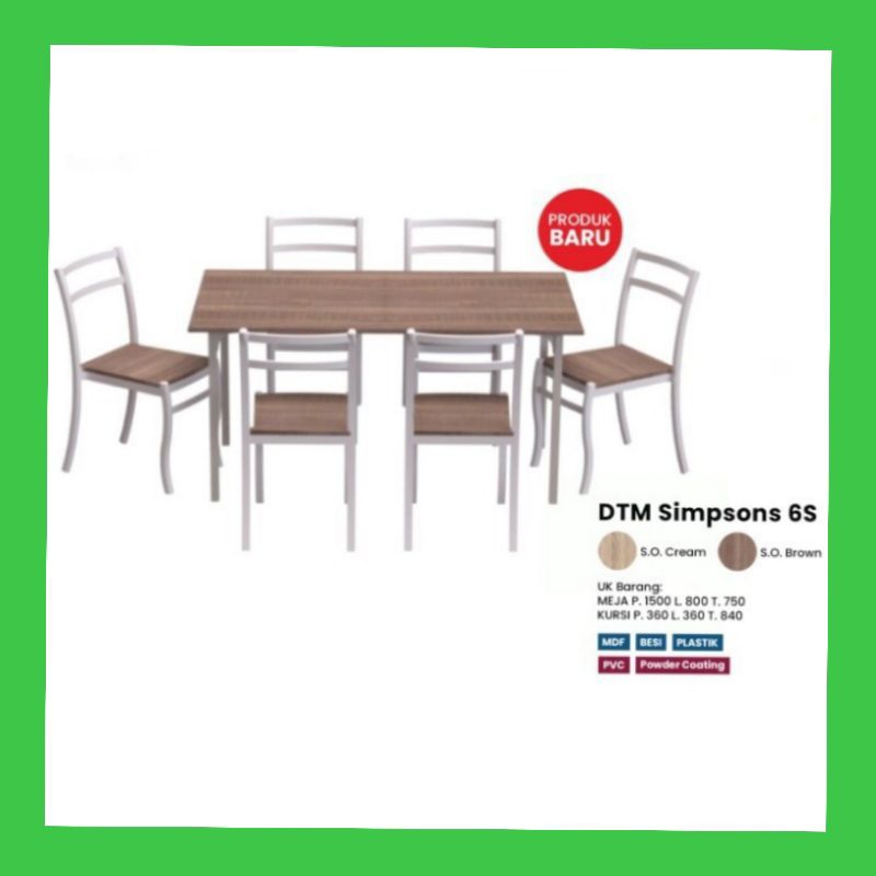 MEJA MAKAN OLYMPIC DTM SIMPSON 6S/meja makan 6kursi (khusus area batam)