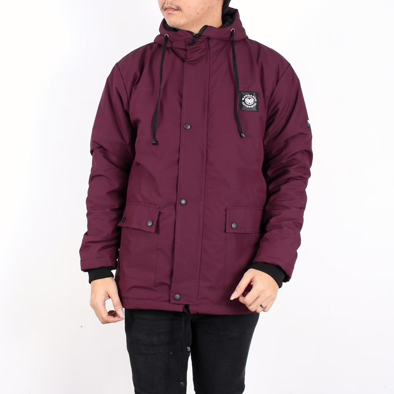 Jacket puffer kembung maroon