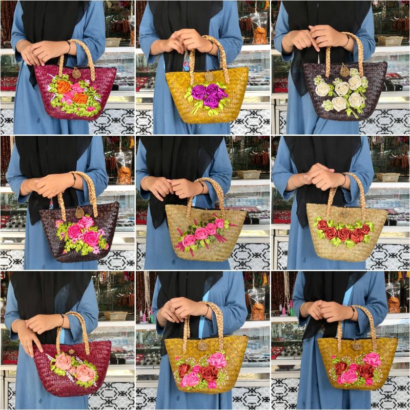 Tas Purun Hias Sulam Pita Khas Kalimantan