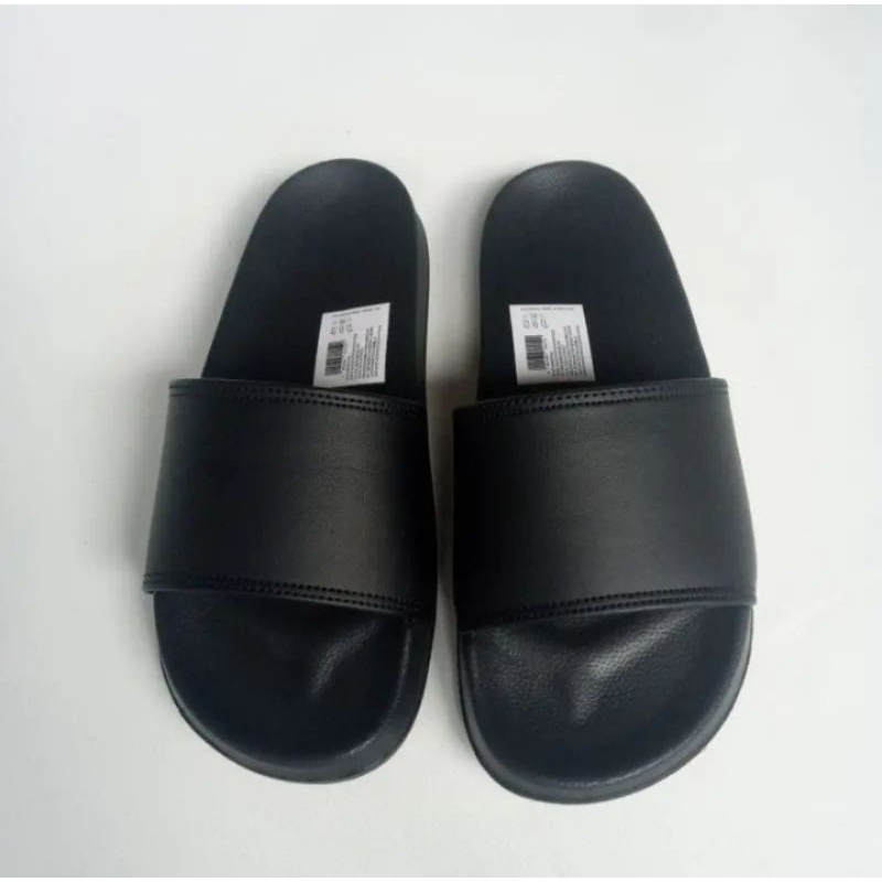 sandal slop pria wanita sandal slide hitam polos