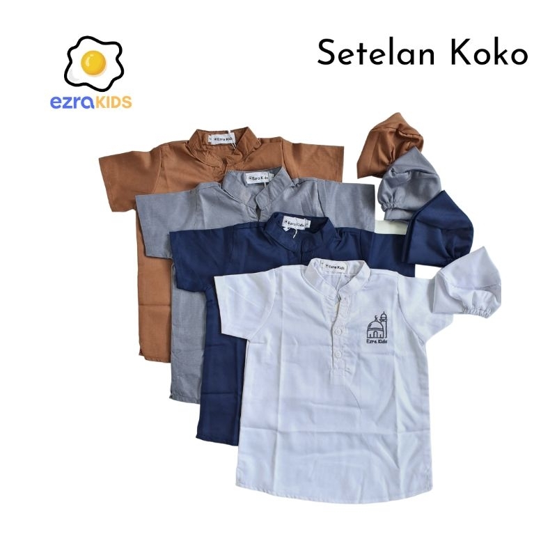 Baju Muslim Setelan Koko Peci Anak Laki Laki - Noah Series Ezra Kids